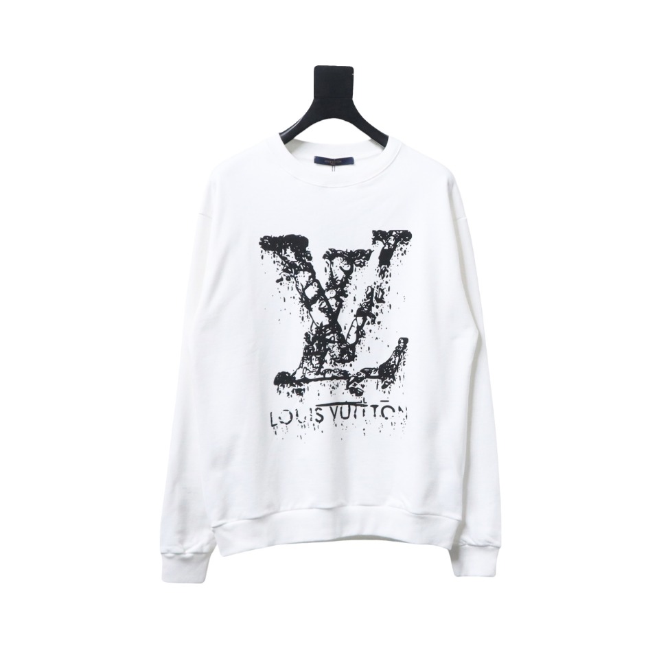 Louis Vuitton LV Logo Splash Print Round Neck Sweatshirt White