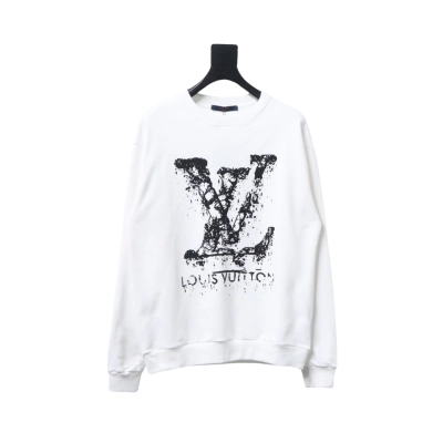 Louis Vuitton LV Logo Splash Print Round Neck Sweatshirt White 01