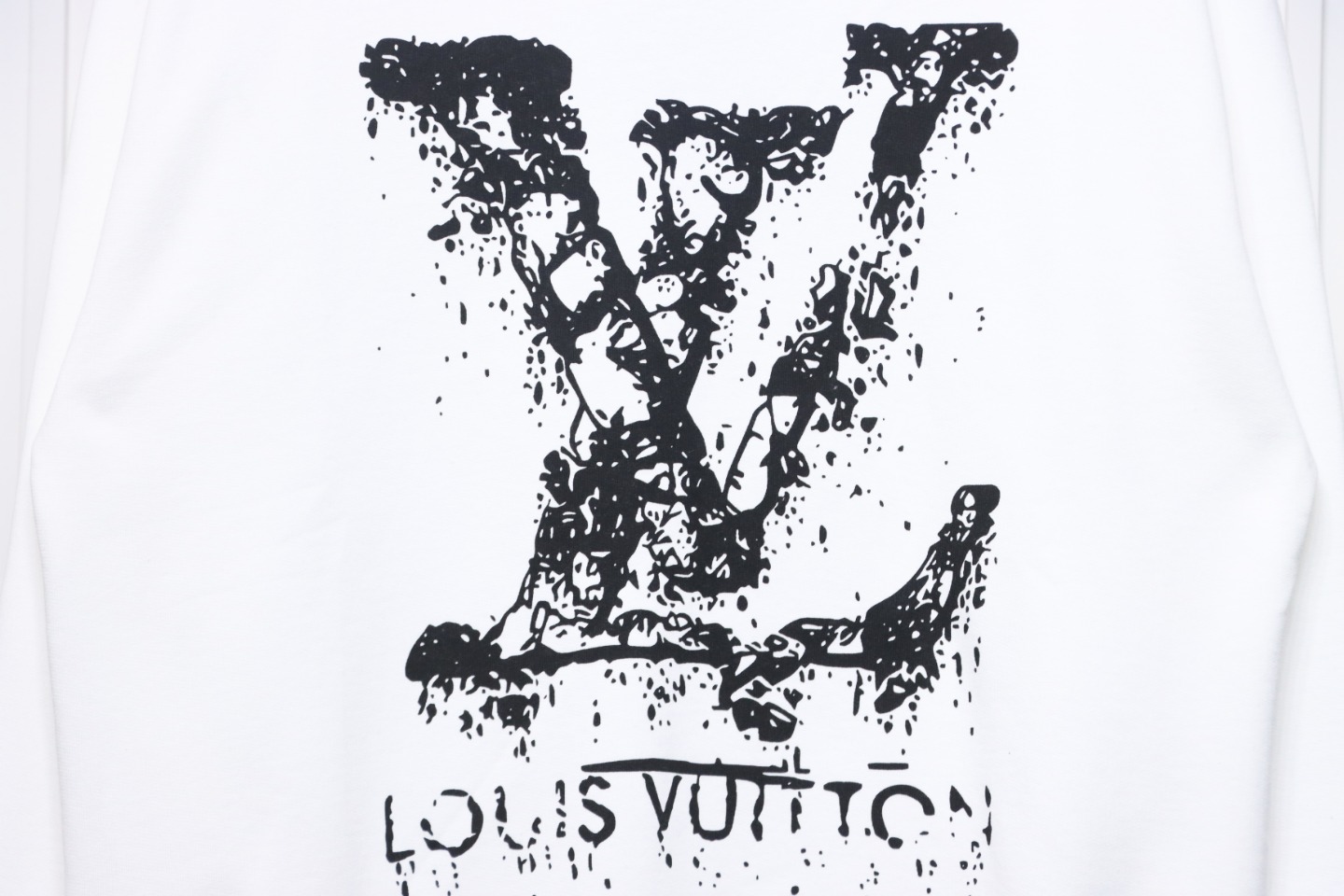 Louis Vuitton LV Logo Splash Print Round Neck Sweatshirt White