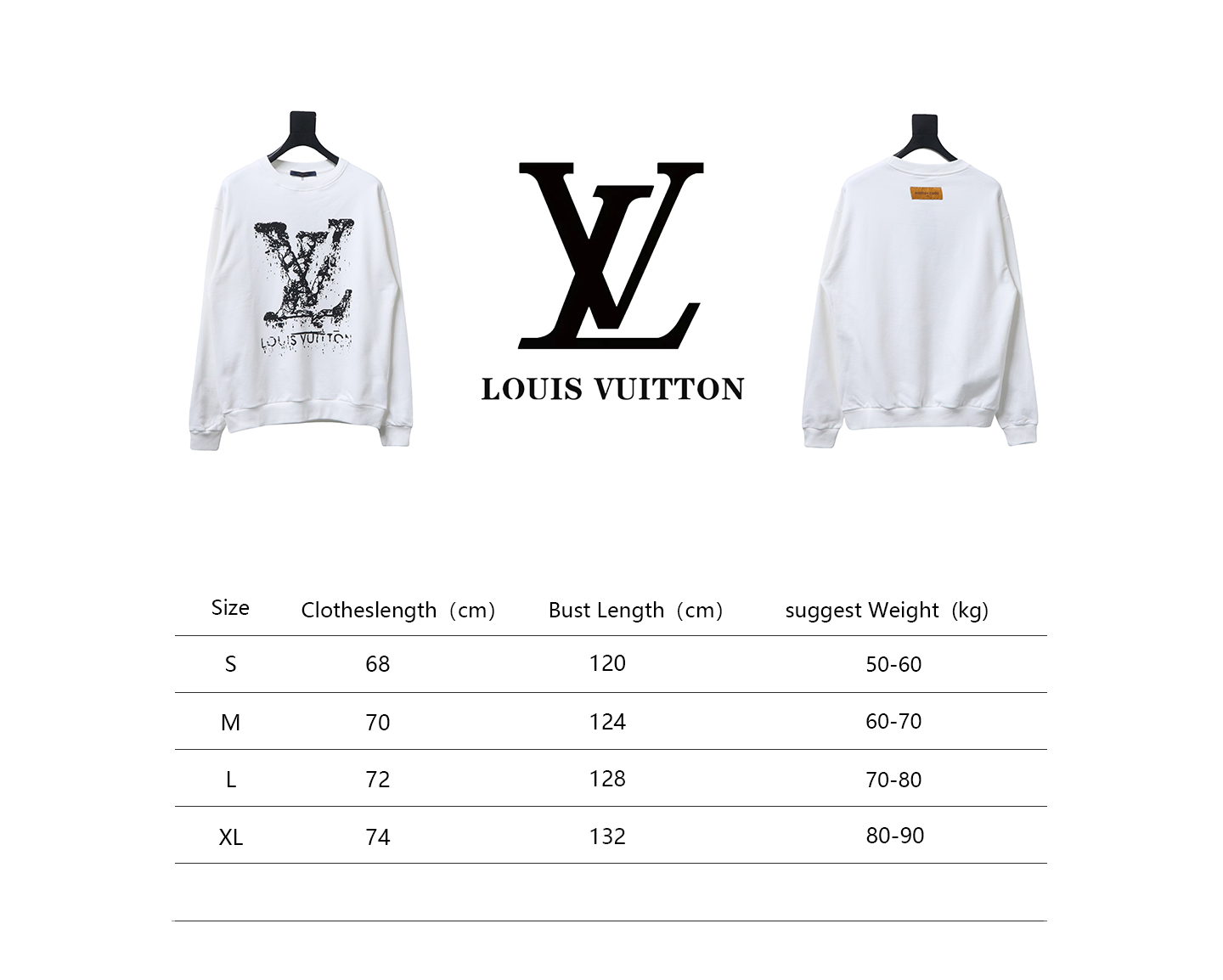 Louis Vuitton LV Logo Splash Print Round Neck Sweatshirt White