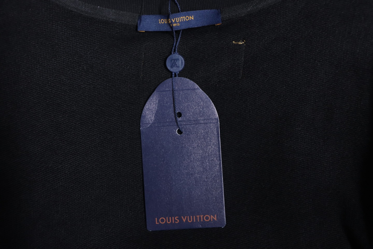 Louis Vuitton Neck Letter Towel Embroidered Round Neck Sweatshirt Black