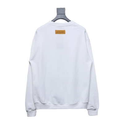 Louis Vuitton Neck Letter Towel Embroidered Round Neck Sweatshirt White 02