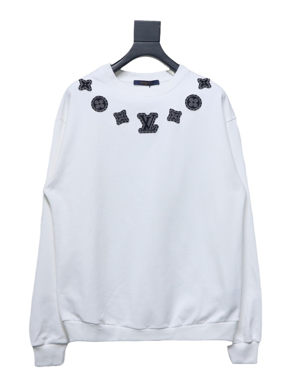 Louis Vuitton Neck Letter Towel Embroidered Round Neck Sweatshirt White