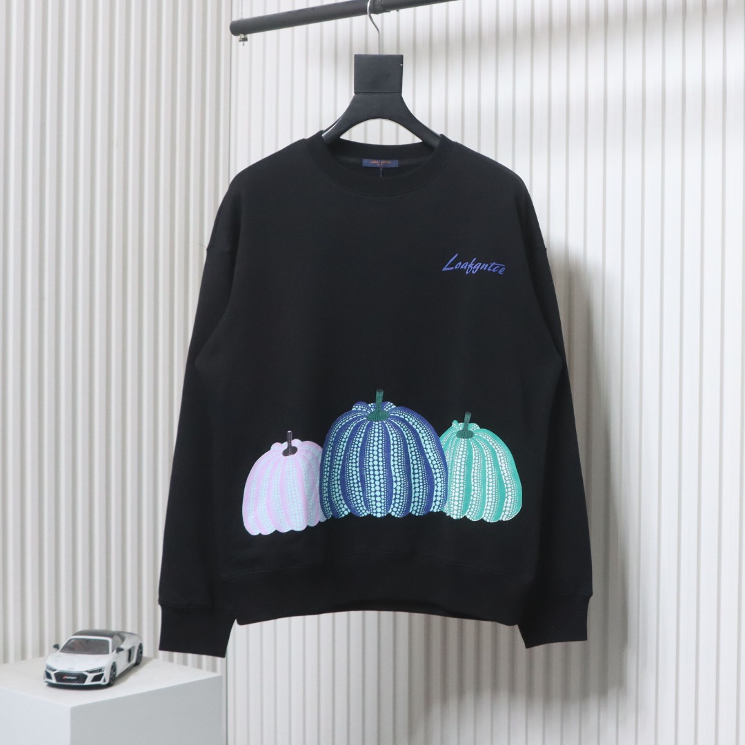 Louis Vuitton Pumpkin Print Crewneck Sweatshirt Black
