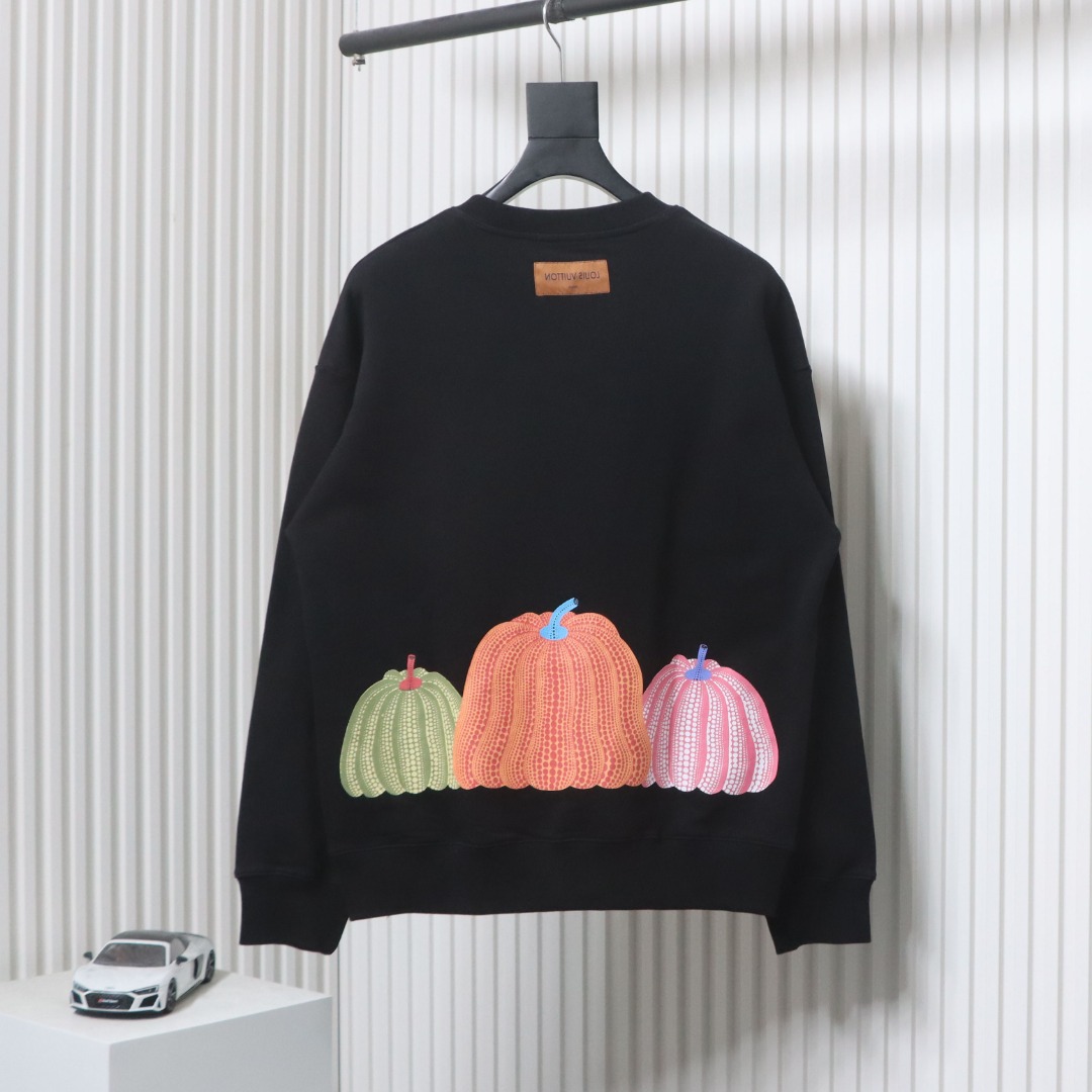 Louis Vuitton Pumpkin Print Crewneck Sweatshirt Black