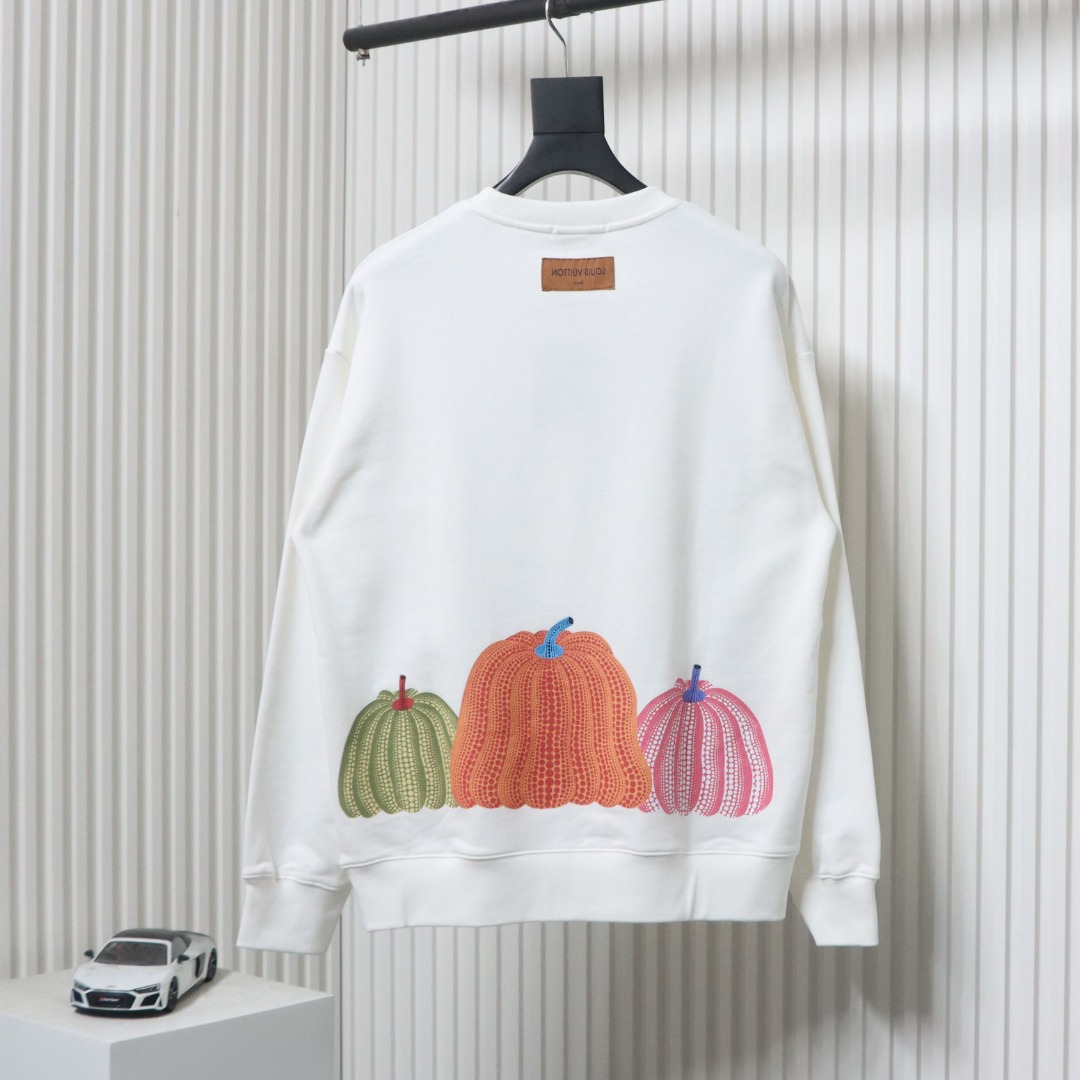 Louis Vuitton Pumpkin Print Crewneck Sweatshirt White