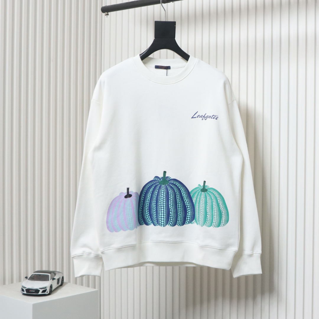 Louis Vuitton Pumpkin Print Crewneck Sweatshirt White