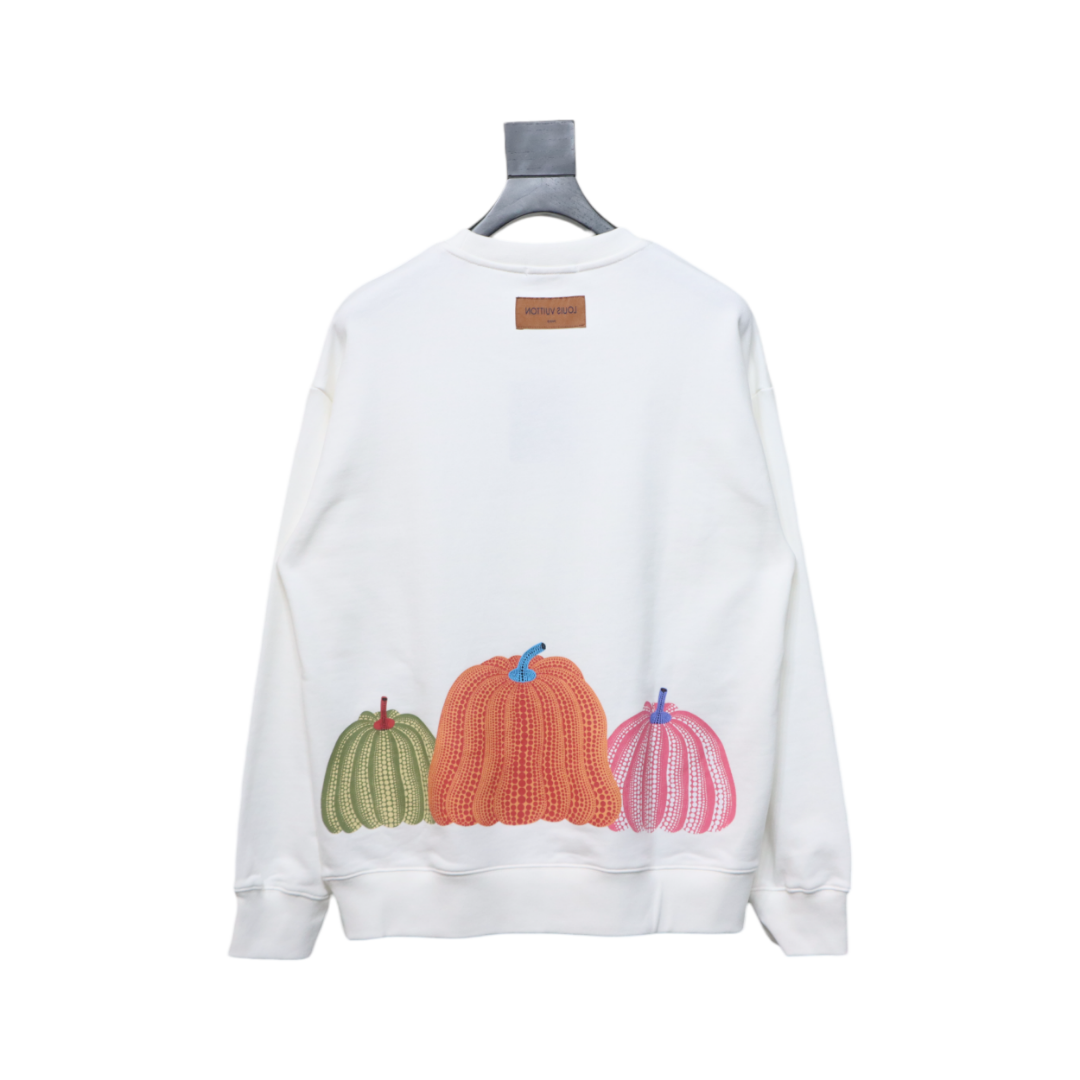 Louis Vuitton Pumpkin Print Crewneck Sweatshirt White