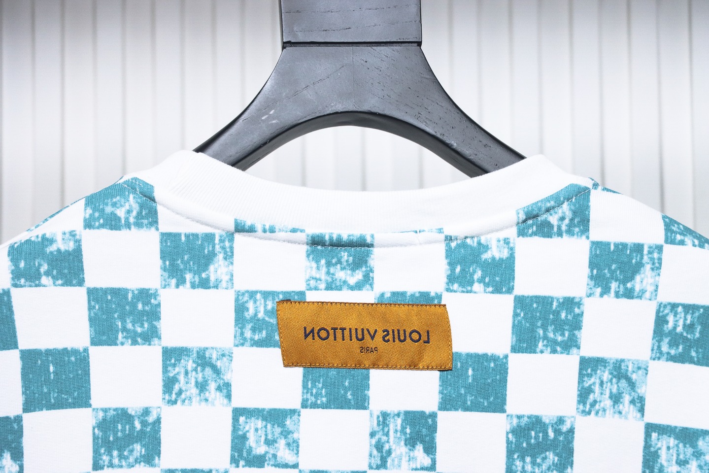 Louis Vuitton White And Green Checkerboard Fleece Round Neck Sweatshirt