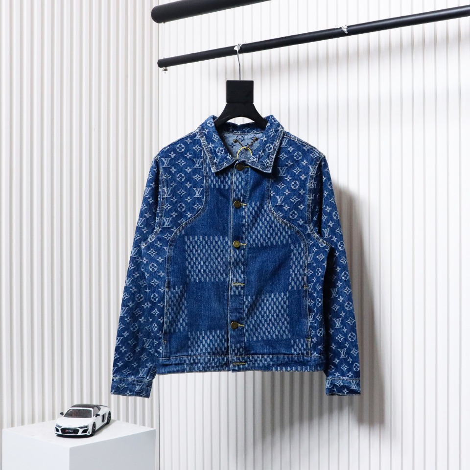 Louis Vuitton 20Fw Checkerboard Pattern Denim Long Sleeve Jacket