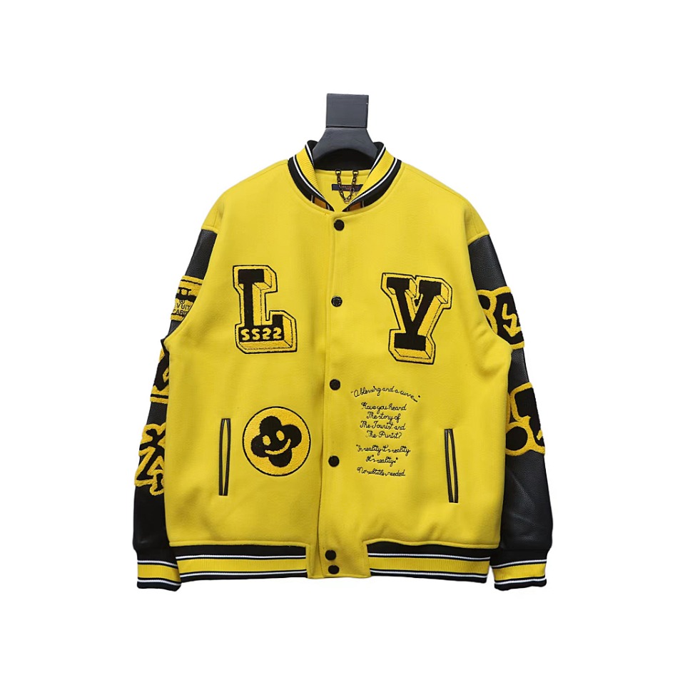 Louis Vuitton 22FW Embroidered Leather Baseball Jacket