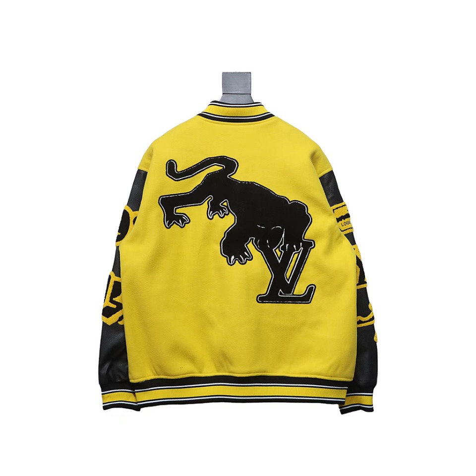 Louis Vuitton 22FW Embroidered Leather Baseball Jacket