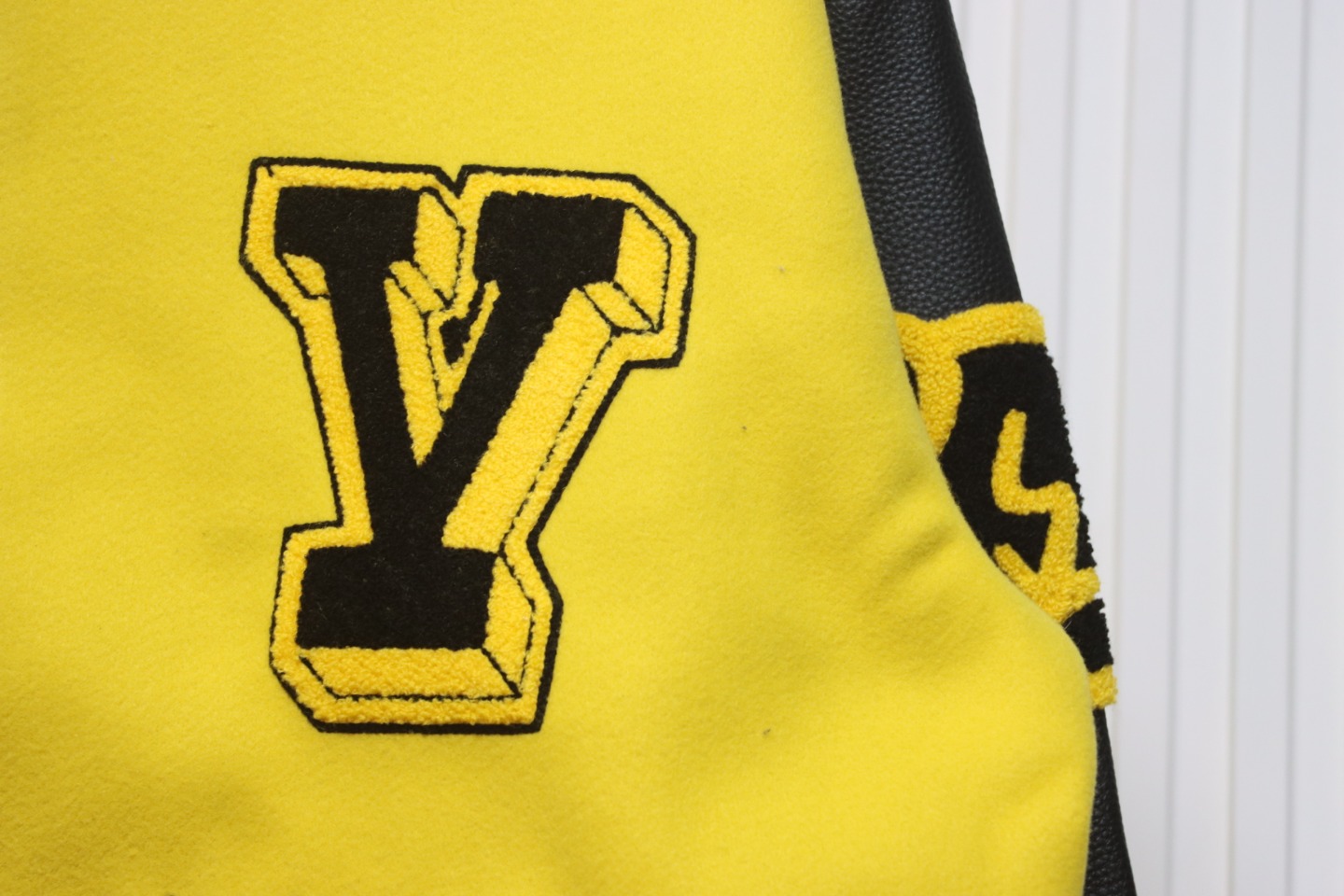 Louis Vuitton 22FW Embroidered Leather Baseball Jacket