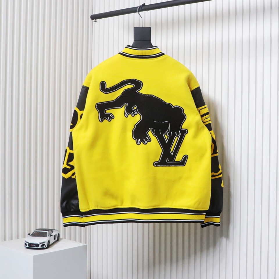 Louis Vuitton 22FW Embroidered Leather Baseball Jacket