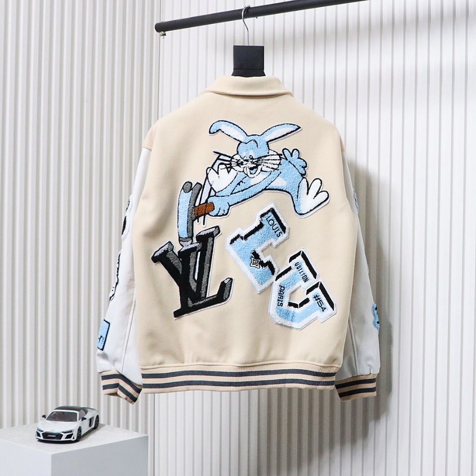 Louis Vuitton 22Fw Towel Embroidered Letter Badge Baseball Jacket