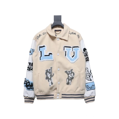 Louis Vuitton 22Fw Towel Embroidered Letter Badge Baseball Jacket 01