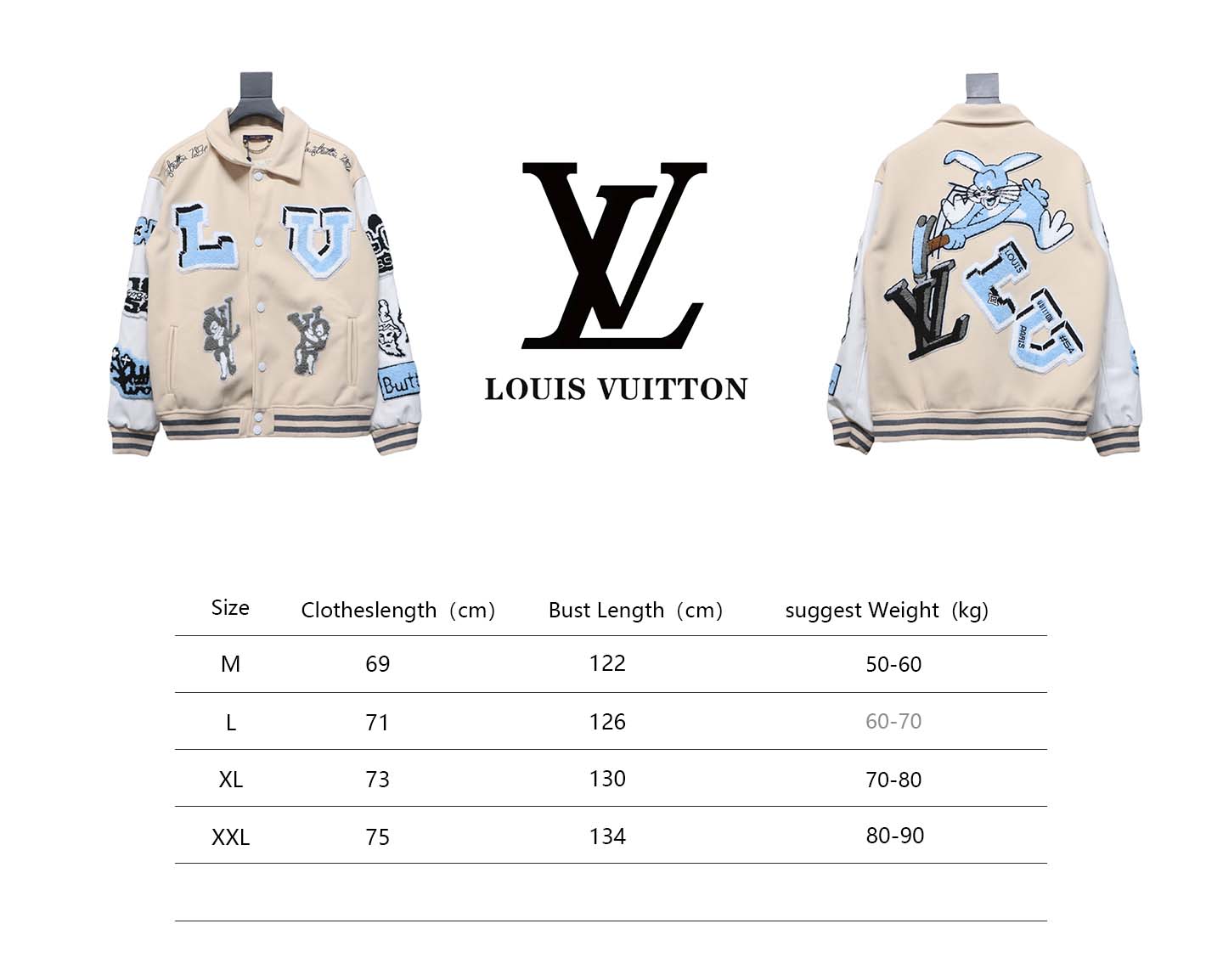 Louis Vuitton 22Fw Towel Embroidered Letter Badge Baseball Jacket