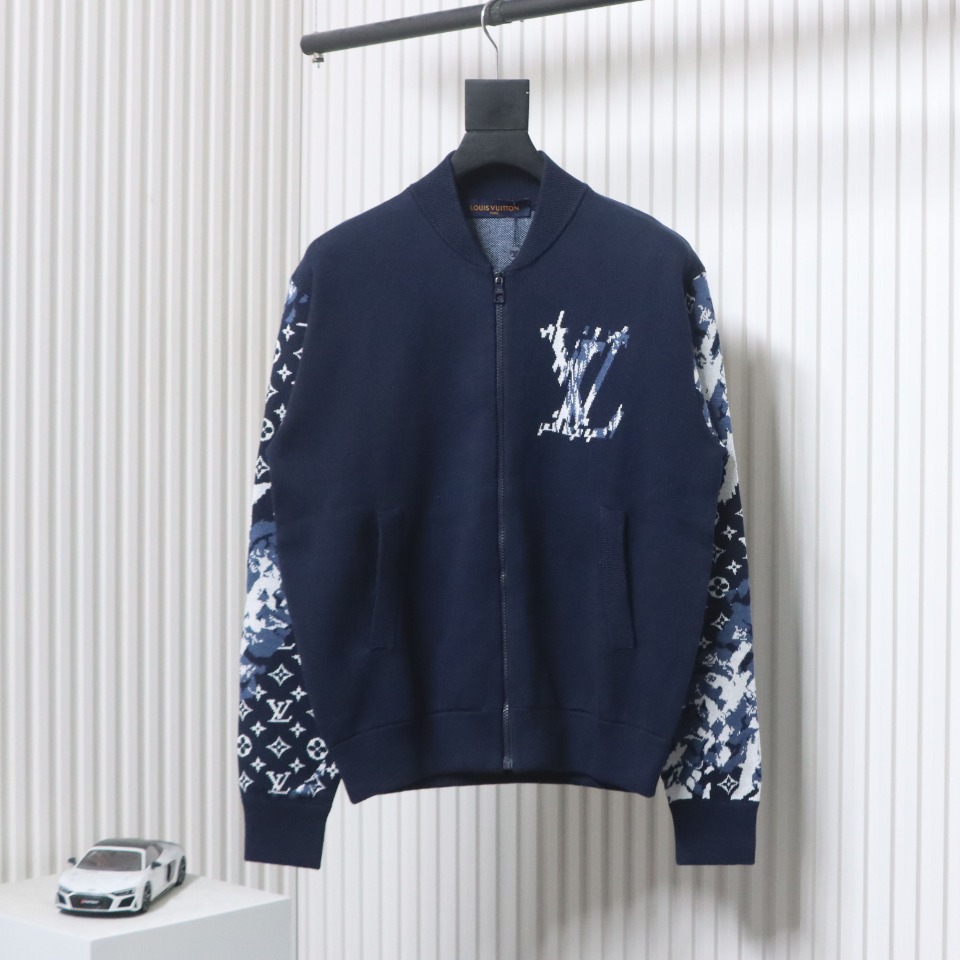 Louis Vuitton 23Fw Floral Jacquard Logo Knitted Jacket