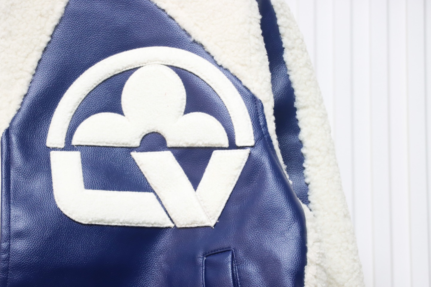 Louis Vuitton 23Fw Patchwork Old Flower Lamb Fleece Baseball Jacket