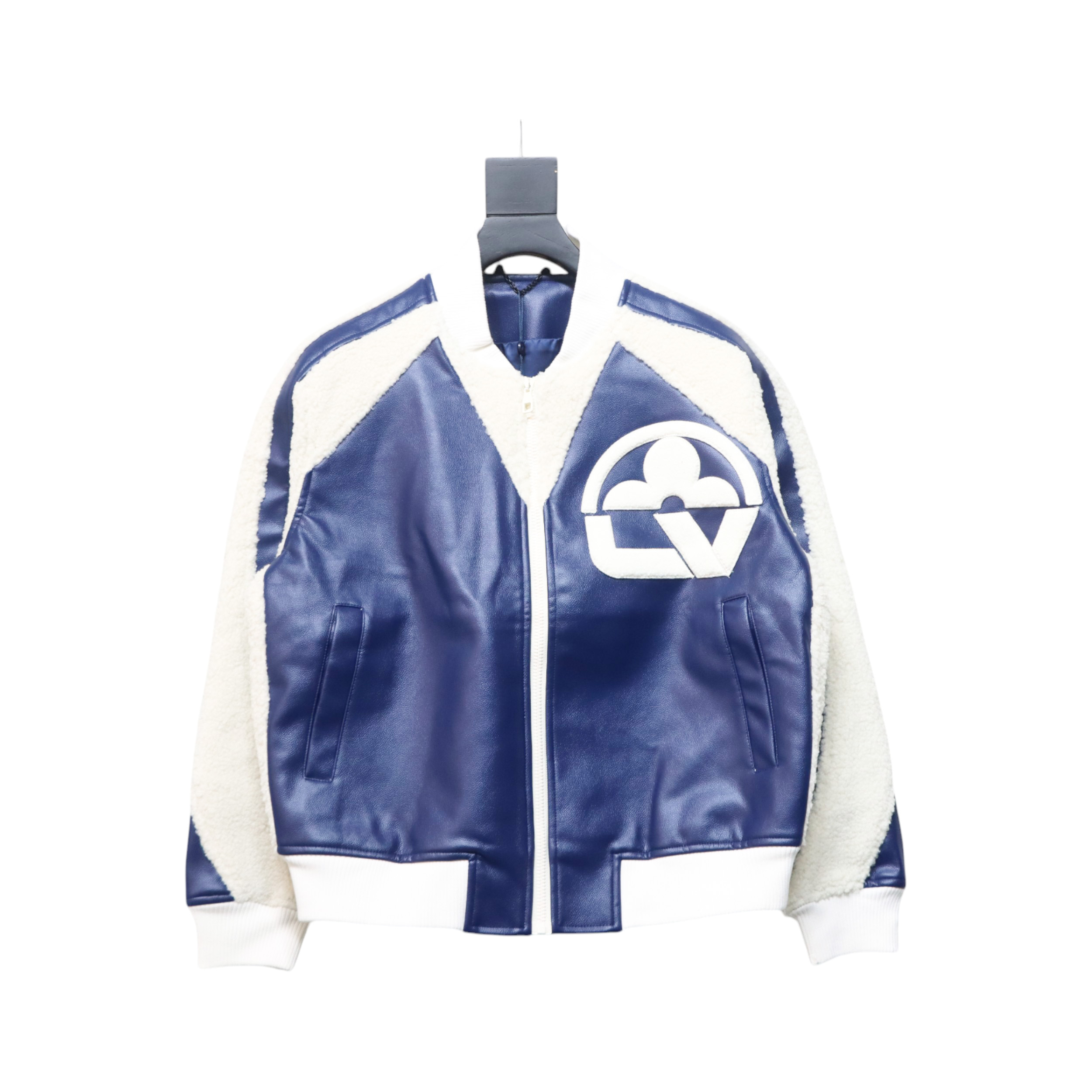 Louis Vuitton 23Fw Patchwork Old Flower Lamb Fleece Baseball Jacket