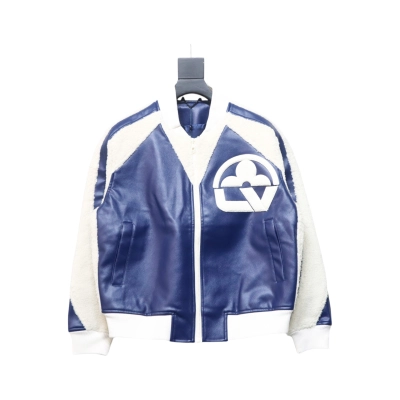 Louis Vuitton 23Fw Patchwork Old Flower Lamb Fleece Baseball Jacket 01
