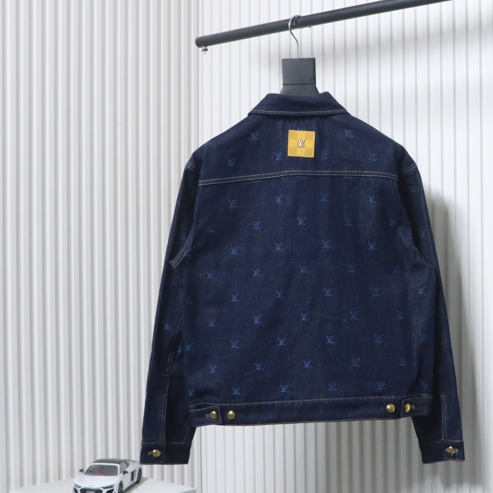 Louis Vuitton 24 Logo Embroidered Blue Denim Jacket