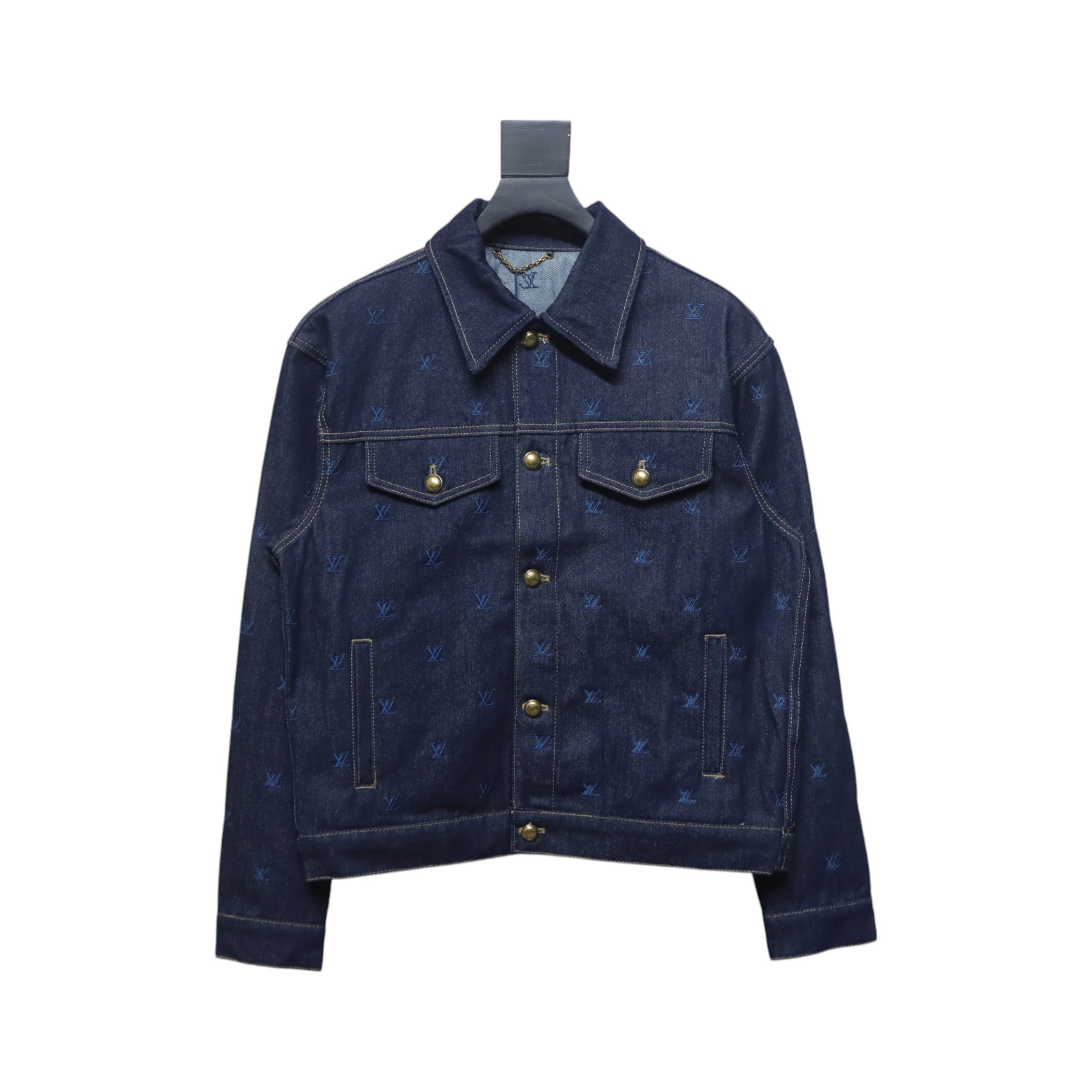 Louis Vuitton 24 Logo Embroidered Blue Denim Jacket
