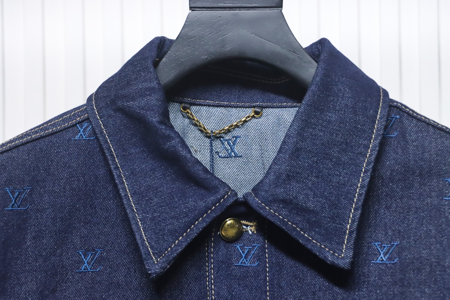 Louis Vuitton 24 Logo Embroidered Blue Denim Jacket