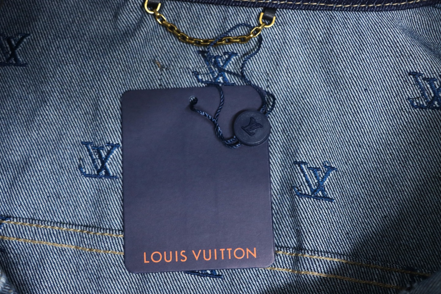Louis Vuitton 24 Logo Embroidered Blue Denim Jacket