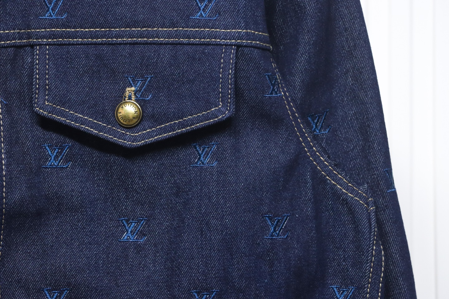 Louis Vuitton 24 Logo Embroidered Blue Denim Jacket