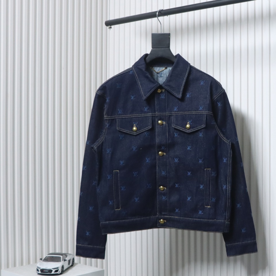Louis Vuitton 24 Logo Embroidered Blue Denim Jacket
