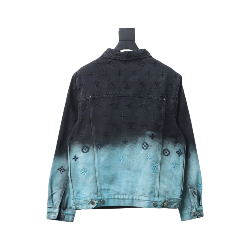 Louis Vuitton 24Fw All-Over Embroidered Monogram Gradient Washed Denim Jacket