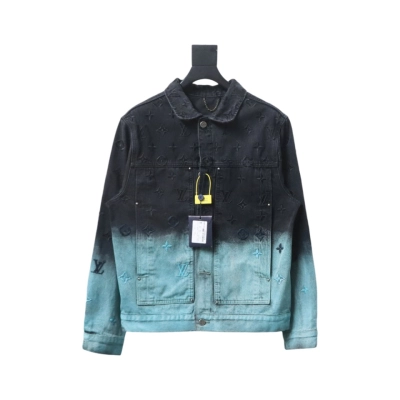 Louis Vuitton 24Fw All-Over Embroidered Monogram Gradient Washed Denim Jacket 01