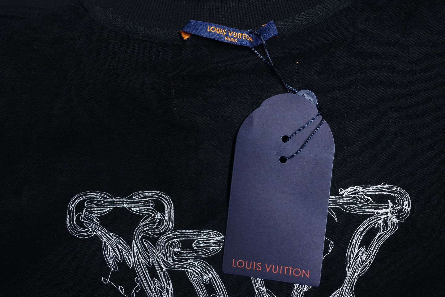 Louis Vuitton 24Fw Embroidered LOGO Round Neck Sweatshirt Black