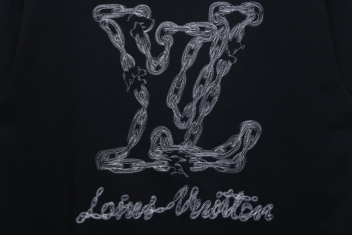 Louis Vuitton 24Fw Embroidered LOGO Round Neck Sweatshirt Black