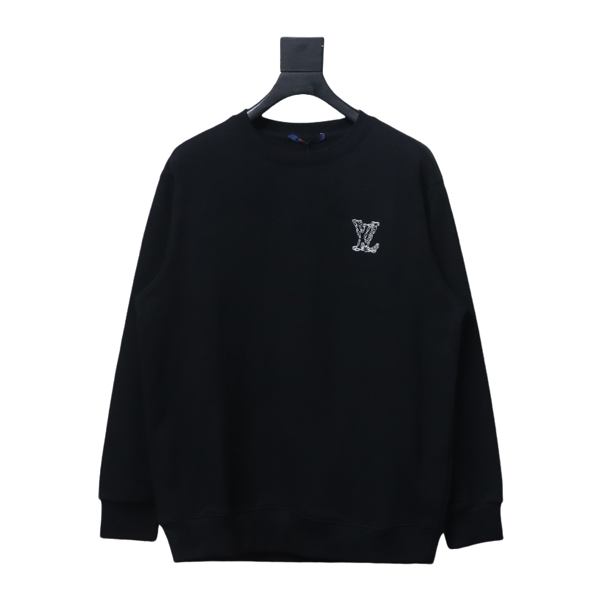 Louis Vuitton 24Fw Embroidered LOGO Round Neck Sweatshirt Black