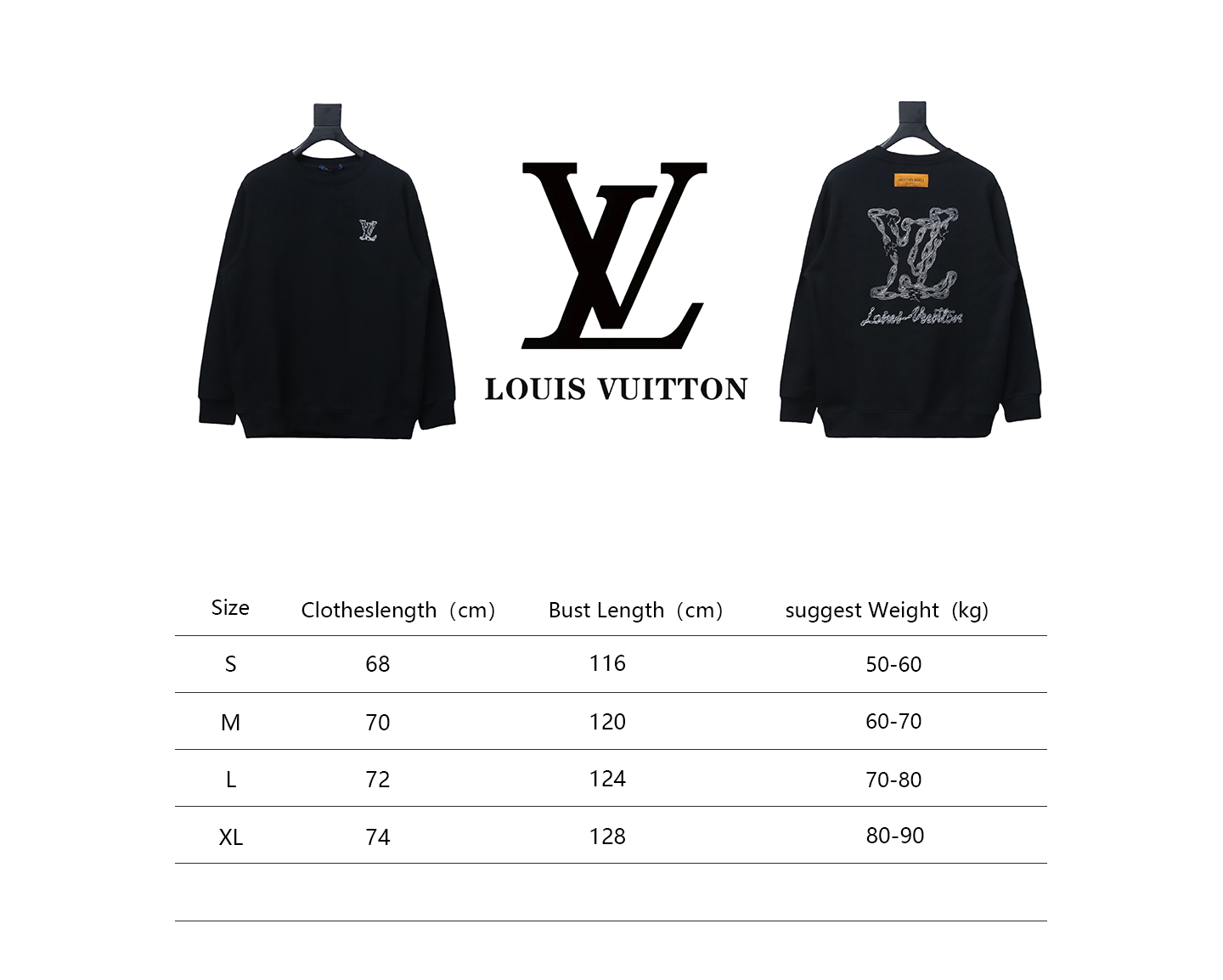 Louis Vuitton 24Fw Embroidered LOGO Round Neck Sweatshirt Black