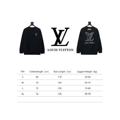 Louis Vuitton 24Fw Embroidered LOGO Round Neck Sweatshirt Black 02