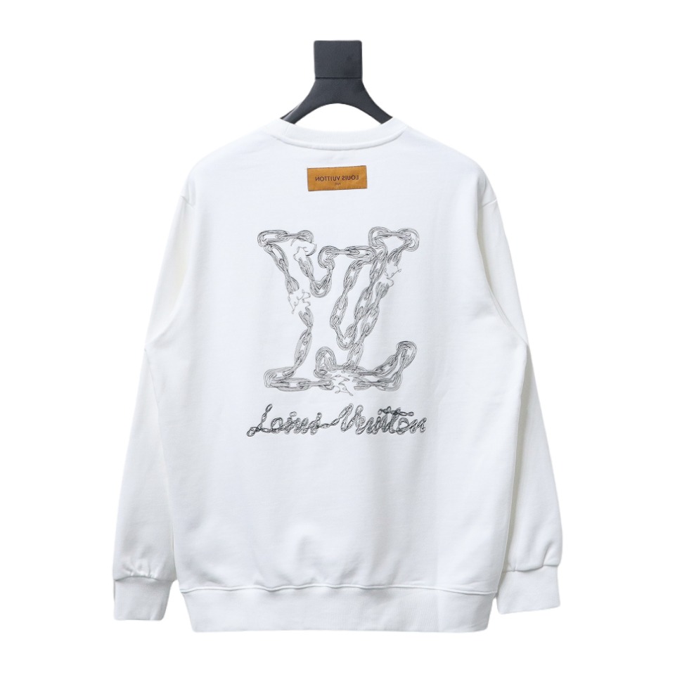 Louis Vuitton 24Fw Embroidered LOGO Round Neck Sweatshirt White