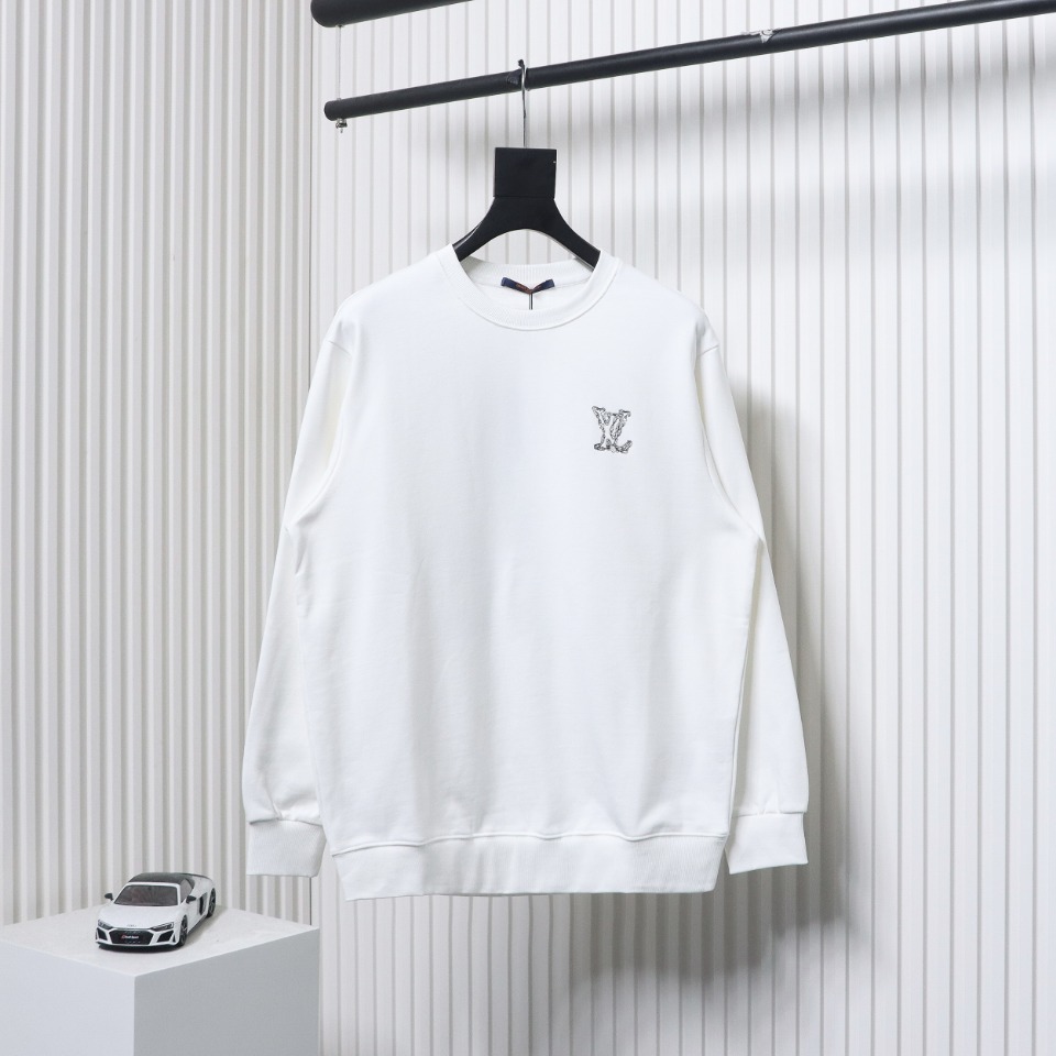 Louis Vuitton 24Fw Embroidered LOGO Round Neck Sweatshirt White