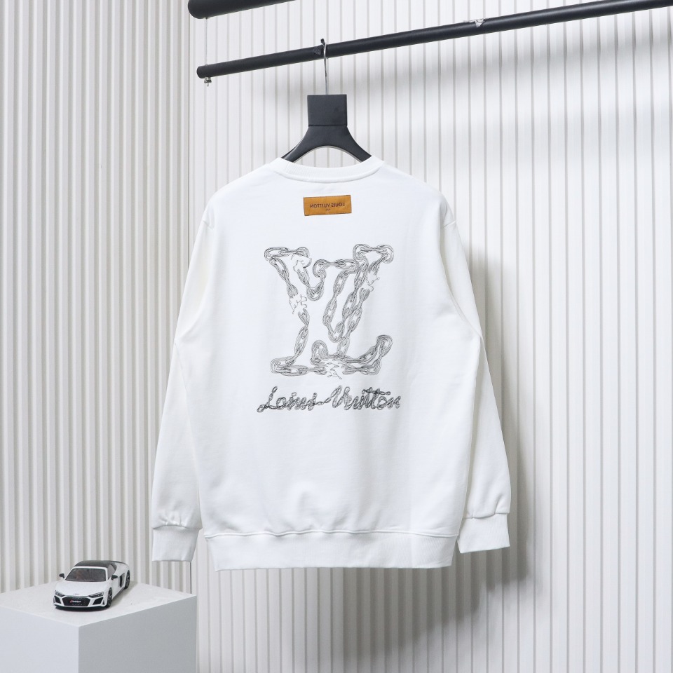 Louis Vuitton 24Fw Embroidered LOGO Round Neck Sweatshirt White
