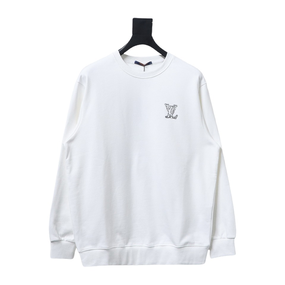 Louis Vuitton 24Fw Embroidered LOGO Round Neck Sweatshirt White