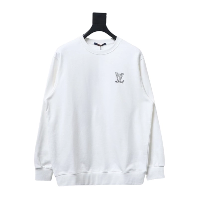 Louis Vuitton 24Fw Embroidered LOGO Round Neck Sweatshirt White 01