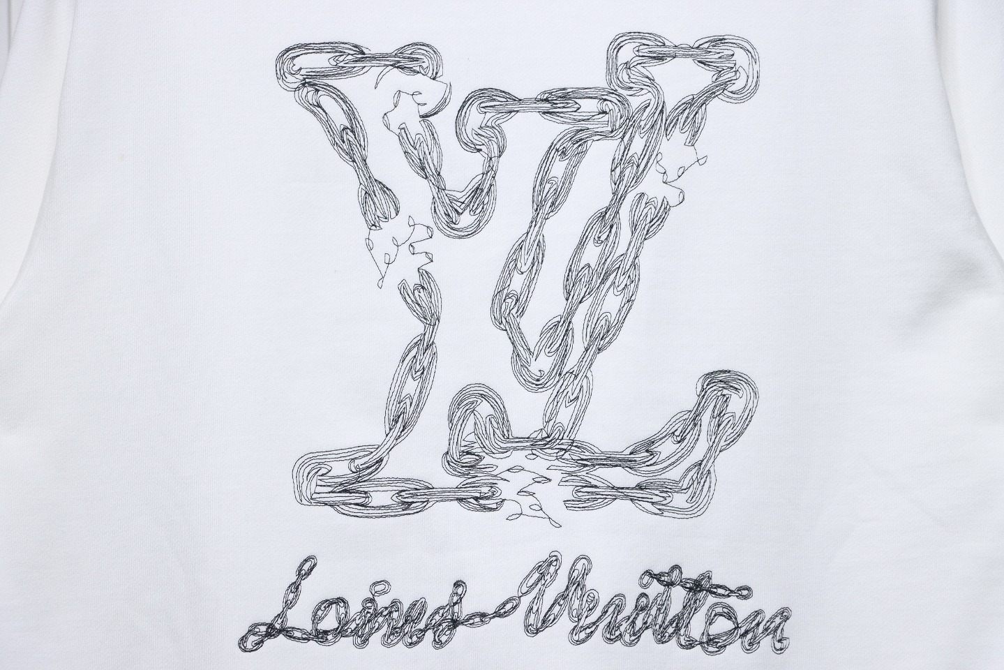 Louis Vuitton 24Fw Embroidered LOGO Round Neck Sweatshirt White