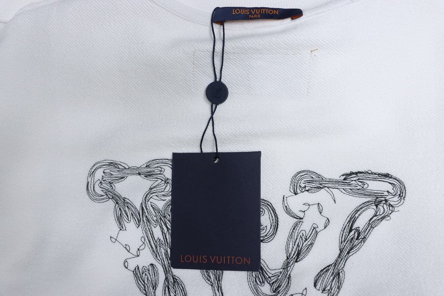 Louis Vuitton 24Fw Embroidered LOGO Round Neck Sweatshirt White