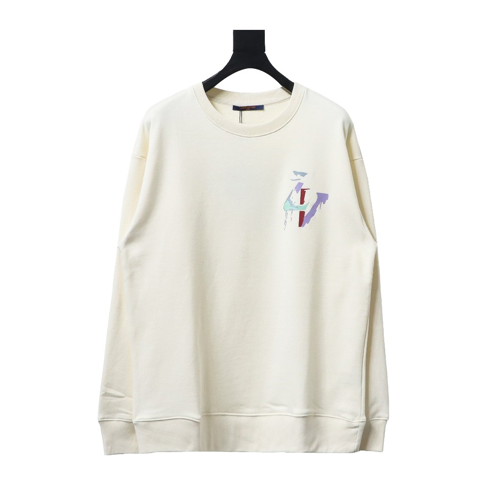 Louis Vuitton 24Fw Graffiti Letters Printed Crewneck Sweatshirt Beige