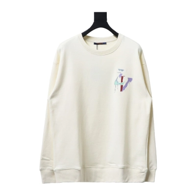 Louis Vuitton 24Fw Graffiti Letters Printed Crewneck Sweatshirt Beige 01