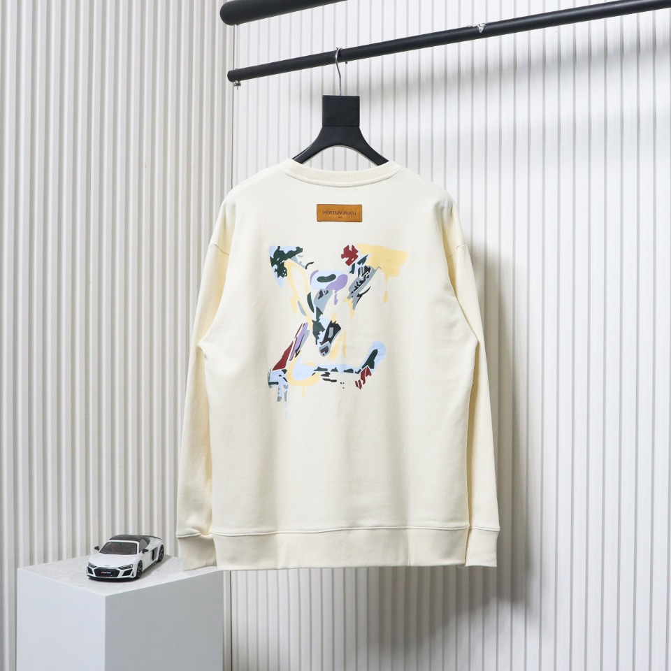 Louis Vuitton 24Fw Graffiti Letters Printed Crewneck Sweatshirt Beige