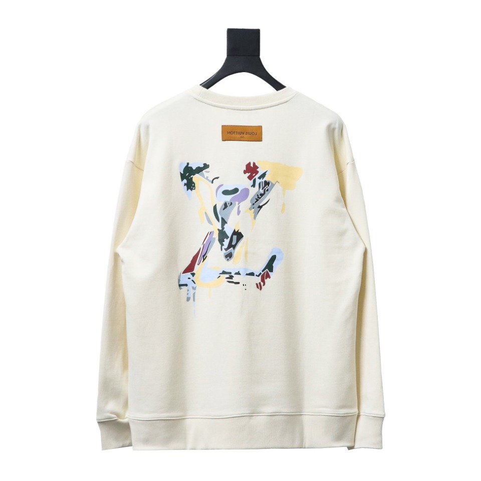 Louis Vuitton 24Fw Graffiti Letters Printed Crewneck Sweatshirt Beige