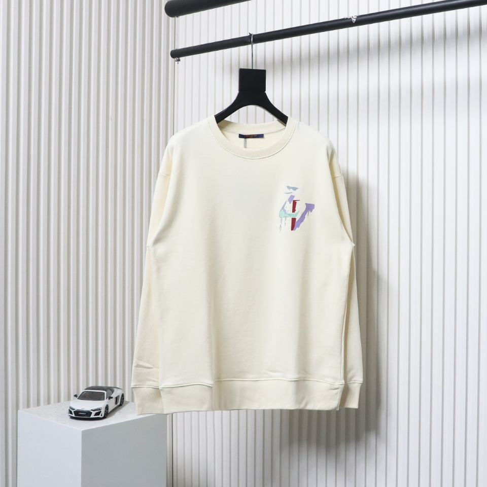 Louis Vuitton 24Fw Graffiti Letters Printed Crewneck Sweatshirt Beige